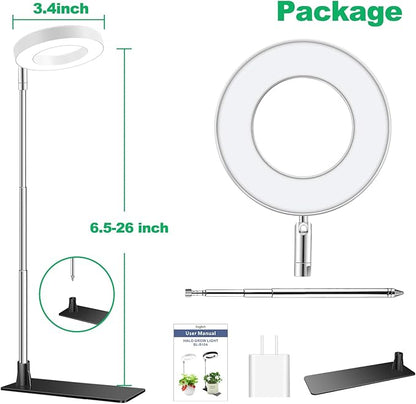 Aokrean Grow Lights for Indoor Plants, Full Spectrum Plant Lights for Indoor Growing with with 3/9/12H Timer, 3 Color Modes, 10 Brightness, 6.5"-26" Height Adjustable Small Grow Light, 1 Pack(3.4in)
