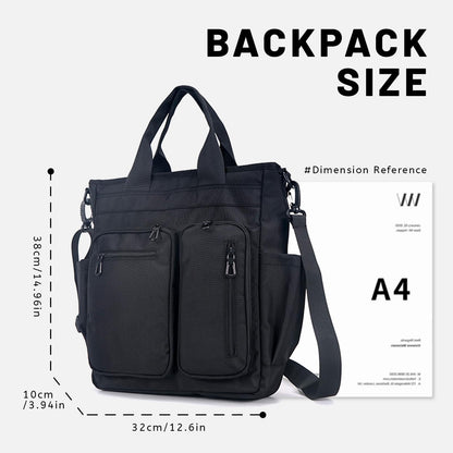 mygreen Convertible Black Laptop Backpack Purse for Women Travel Work, 3 In 1 Tote Backpack Convertible Bag Daypack for Work, Daily, Travel Black