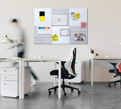 Uoisaiko Large Felt Board Tiles for Wall with 30 Push Pins, 11.8"x11.8" Pack of 6 Pin Board Notice Boards for Home Office Kitchen, Bulletin Board Wall Tiles for Photos Memos (Grey+White, 6 Pack)