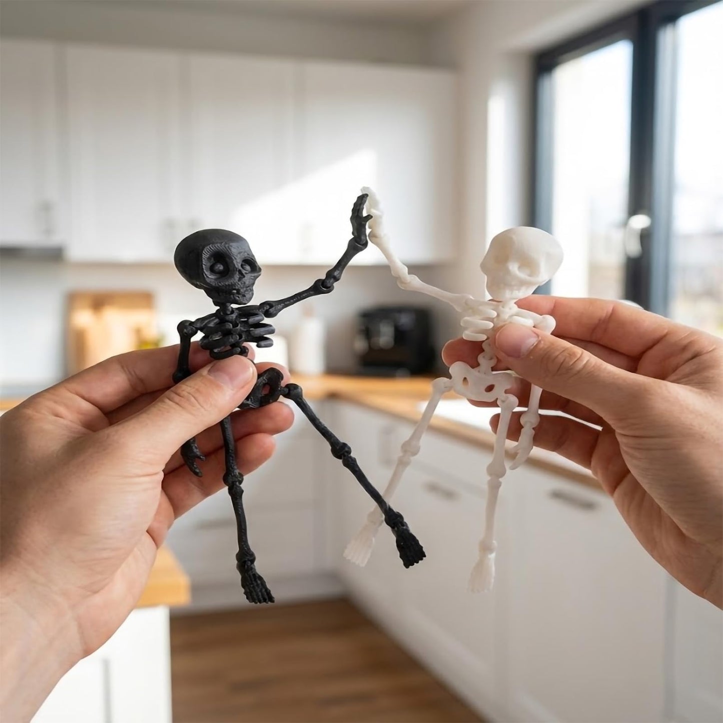 Funny Fridge Magnets 5pcs 3D Printed Skeleton Magnets for Locker and Office Posable Articulated Mini Skull Refrigerator Decorations Gothic Easter Room Decorations 7 Inches (Pink)
