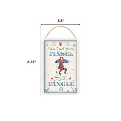 Marvel Spider-Man Don't Get Your Tinsel in a Tangle Hanging Wood Wall Decor - Funny Spider-Man Sign for Christmas Decor