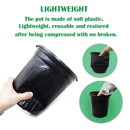 HECTOLIFE 50-Pack 1 Gallon Flexible Flower Plant Nursery Pots, Thickened Soft Plastic Seed Starting Container for Succulents, Seedlings, Cuttings, Transplanting,(Black)