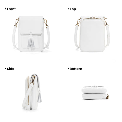 befen White Small Crossbody Bag for Women, Lightweight Mini Purse with Multiple Compartments and Card Slots for Daily Use Travel