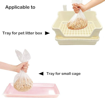 Disposable Small Animal Cage Liners, Rabbit Litter Box Lines Pet Tray Liner Bags Guinea Pig Cage Toilet Plastic Film for Bird Hamster Chinchilla Hedgehog (50 PCS, 24'')