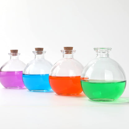 Magic Season Decorative Glass Bottles with Cork Stoppers - 260 ml Potion Bottles (6 Pcs)
