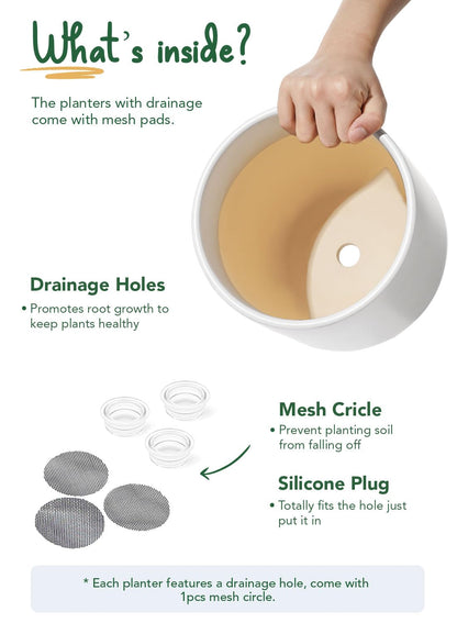 LE TAUCI 6+8+10 Inch Ceramic Pots for Plants, Plant Pots Indoor with Drainage Hole and Plug, Planter Pots for Home Office Room Patio, Set of 3, White