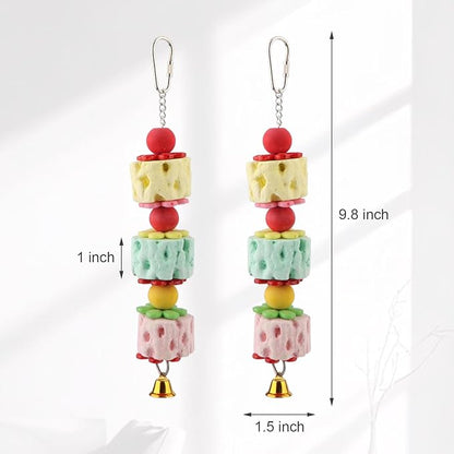 Wontee Bird Chewing Toys Bird Beak Grinding Stone Parakeet Treats for Budgies Cockatiels Conures Quaker Senegal Parrot (Medium: 9.8")