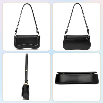 Keyli Shoulder Bag for Women mini Crossbody Purses Retro Classic Handbag Waterproof Vegan Leather Clutch Tote Hobo Purse Designer Bags with Adjustable Strap Black