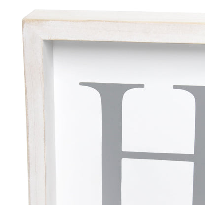 Elegant Designs HG1031-WGY 23" Home Sweet Swap Farmhouse Frame with 12 Seasonal Ornaments, Freestanding or Wall Mountable, White Wash, Gray Text