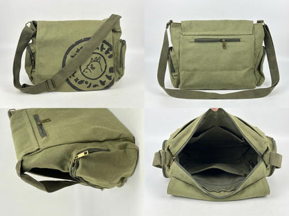 Zxtvmn Japanese New 2026 My Neighbor Canvas Messenger Bags Cartoon Students Book Crossbody Bags with Mutiple Pockets, Compatible with my neighbor totoro bag (Khaki)