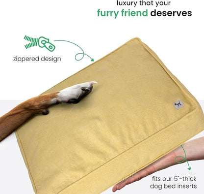 Molly Mutt Elysium Dog Bed Duvet Cover, GOTS-Certified 100% Cotton Canvas Cover for Dog, Puppy, or Cat Bed, Durable, Washable, and Free of Harmful Chemicals, Huge, 36"x45"x5", Yellow