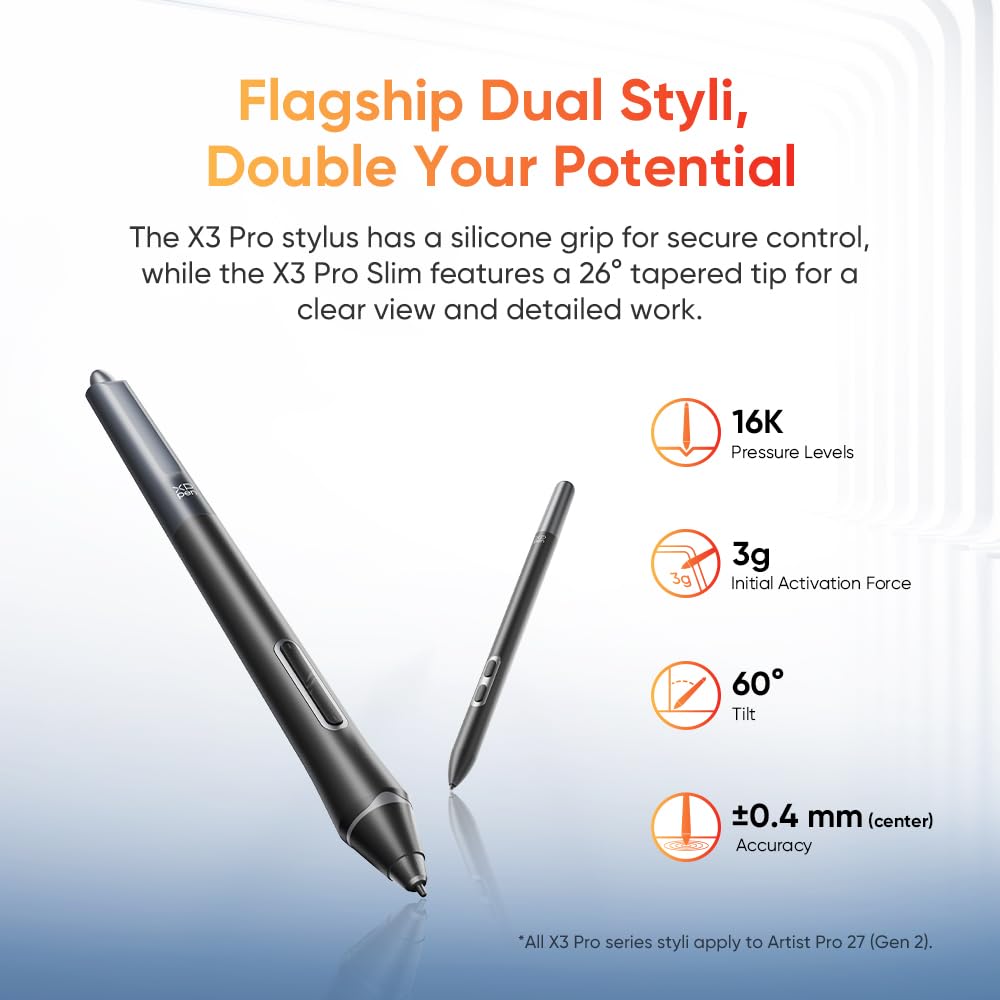 XPPen Artist Pro 27 (Gen 2) Drawing Tablet with Screen | 27Inch 4K 120Hz for Professional Artists, Animators Graphic Designers | Calman Certified Color Accuracy | X3 Pro with Tilt Support