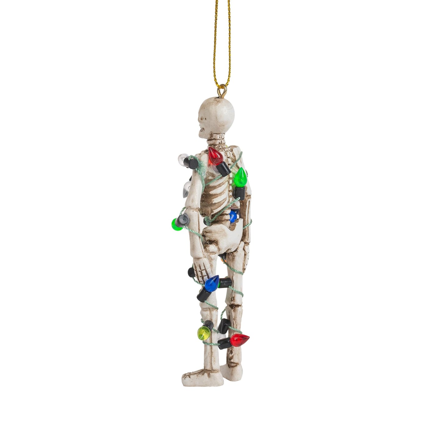Scary Skeleton Wrapped in Lights Halloween Skull Christmas Tree Ornament
