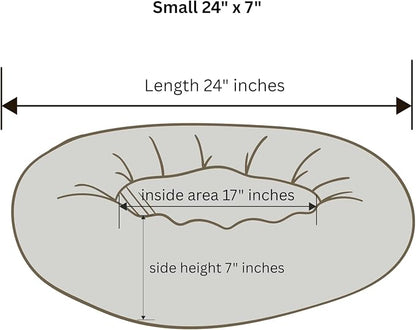 Organic Cotton Canvas Dog Bed: Removable Cover, Natural Fill - Made in USA (Dark Brown, Small 24" x 7" inches)