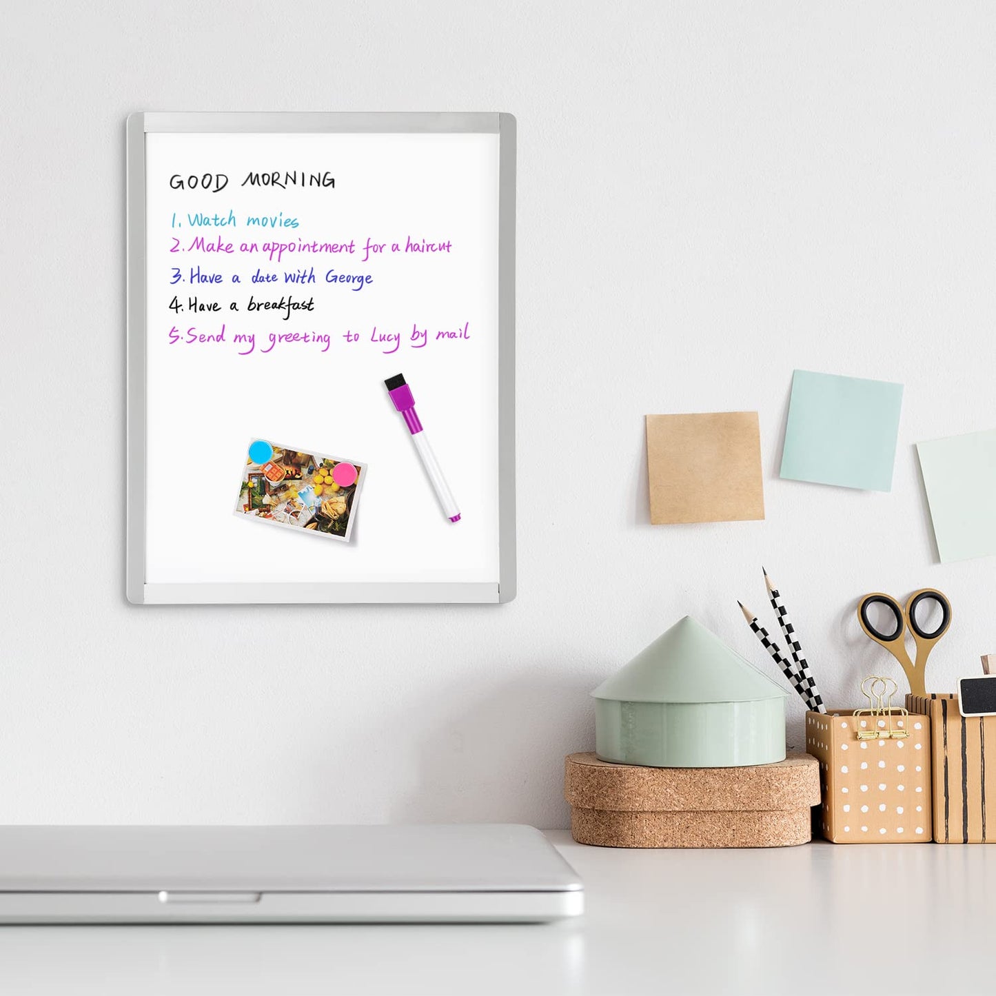 VUSIGN Small Dry Erase Whiteboard, 11 x 14 Inches White Board for Students, Fridge, Locker, Mini Dry Erase Board, Aluminum Frame, 2 Pack