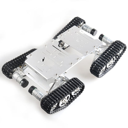 Swaytail Premium Large Metal 4WD Shock Absorption Robot Tank Car Chassis Kit for Arduino/Raspberry Pie/MicroBit with 33 DC Motor, Shock Absorbing Tracked Crawler with Damping System DIY Maker Model