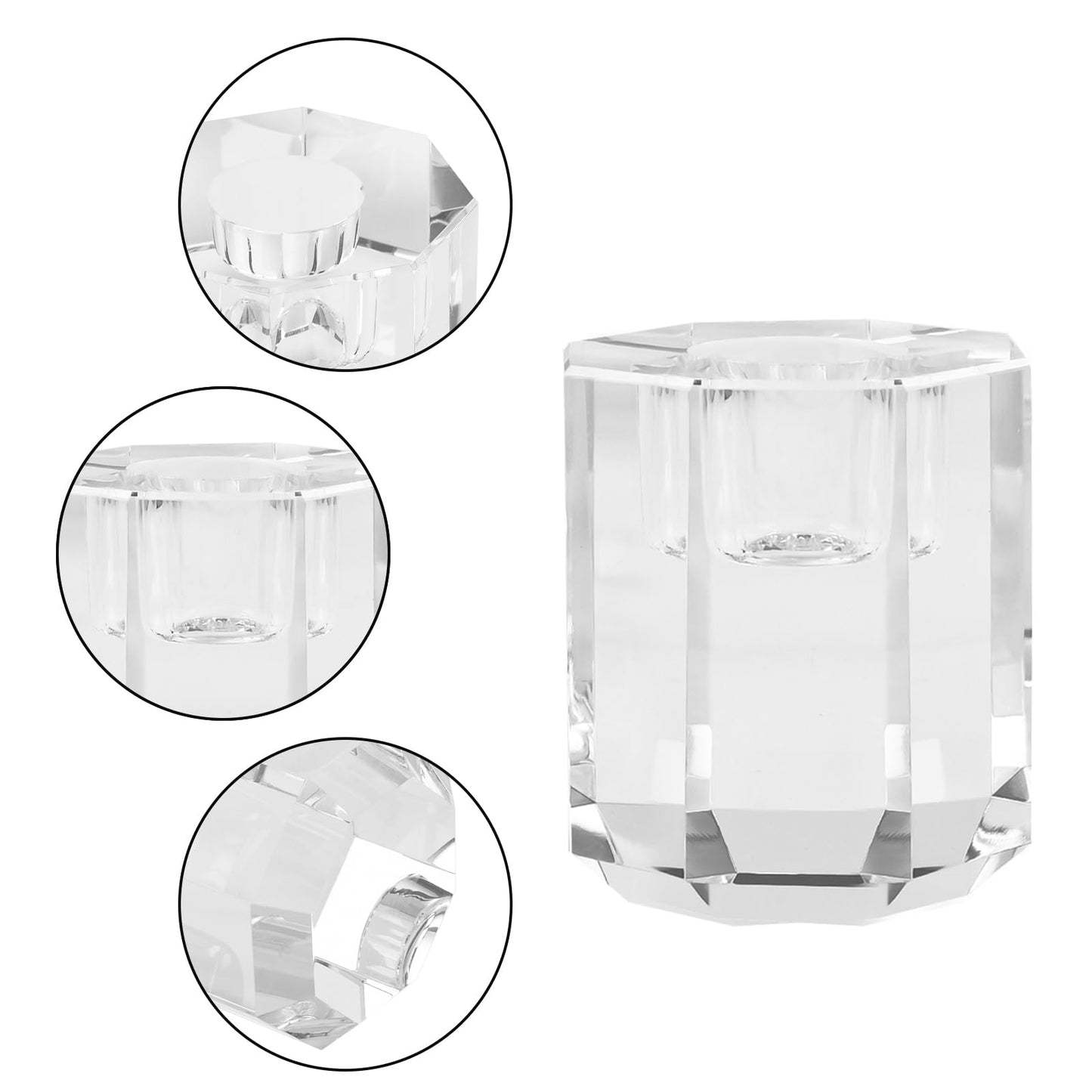 DONOUCLS Crystal Candle Holders Pack of 2, Clear Crystal Tapered Candlesticks Holders, Tabletop Centerpiece Home Decor(2.4in Tall)