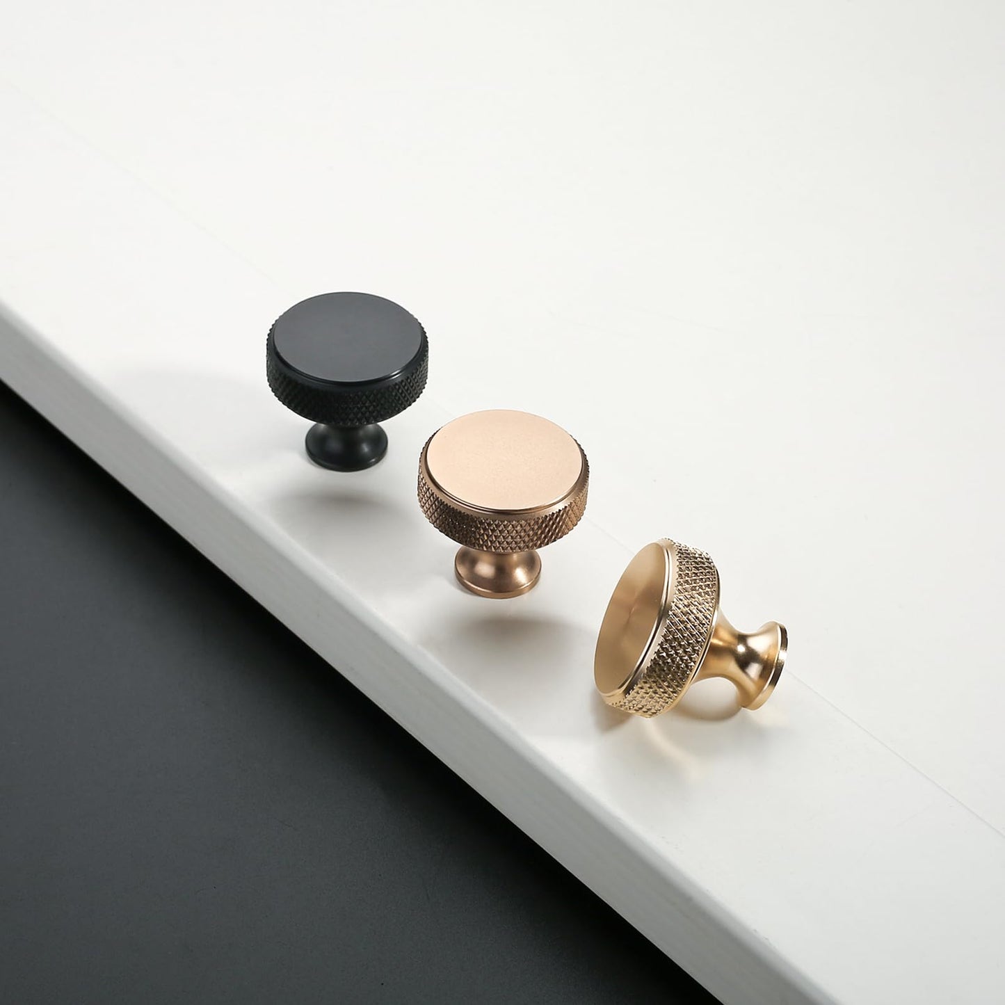 Coinkoly 10 Pack 1-1/5"(30mm) Matte Black Knurled Cabinet Knobs for Dresser Kitchen Knobs for Cabinets Single Hole Cabinet Pulls Hardware