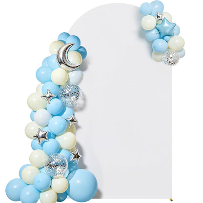 7.2FT Arch Backdrop Cover, Wedding Arch Cover Spandex Fitted Stretchy Background Stand, 2-Sided White Backdrop for Birthday Party Decorations Ceremony Baby Shower Banquet Christmas