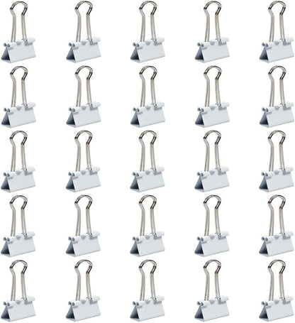 JAM PAPER Colorful Binder Clips - Small - 3/4 Inch (19 mm) - White Binderclips - 25/Pack