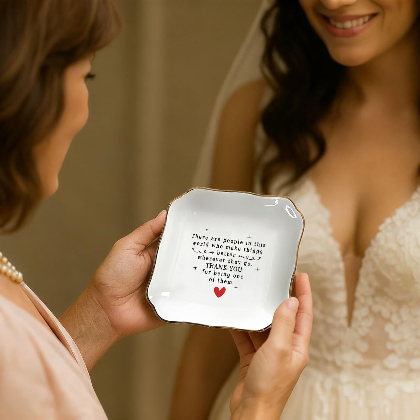 Inspirational Jewelry Dish Tray Gift – Ceramic Ring Holder with Thank You Message, Trinket Tray for Women, Appreciation Gift for Friends, Coworkers, Teachers, Home Decor