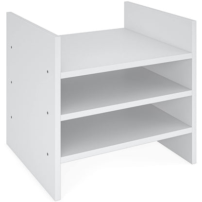 Ballucci 4-Tier Paper Sorter and File Organizer for Desk, Wood Mail Sorter, Fits into IKEA Kallax and ClosetMaid Cube Storage Shelves, Paper Tray, Mail Holder Stand for Classroom, Office, White