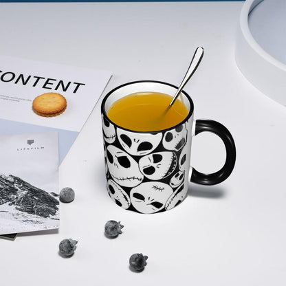 GUCGUSY Halloween Skull Ceramic Coffee Mugs 11oz with Handle, Funny Tea Cup for Women Men, Ideal Gift for Home Office Daily Use