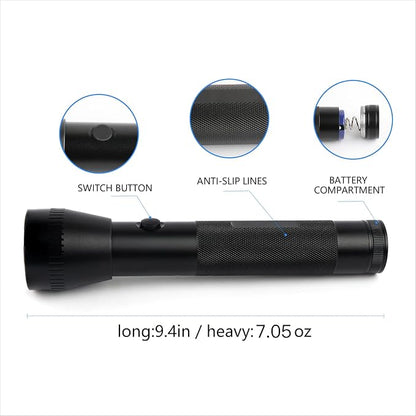 Heavy Duty 2-Cell D Battery LED Big Flashlights, High Lumens, Single Mode, Aluminum, Rugged Metal Flashlight for Outdoors and Emergency Power Outages (3 Pack)
