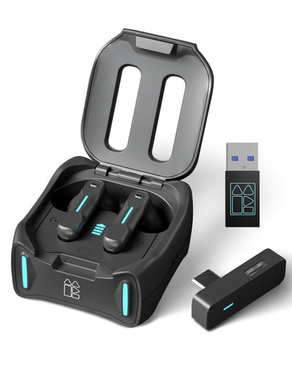 Middle Rabbit SW4 Pro Gaming Earbuds with Mic Wireless, 2.4G Dongle + Bluetooth Dual Mode, 20ms Low Latency, Compatible with PS5, PS4, PlayStation, Desktop&Laptop PC, VR