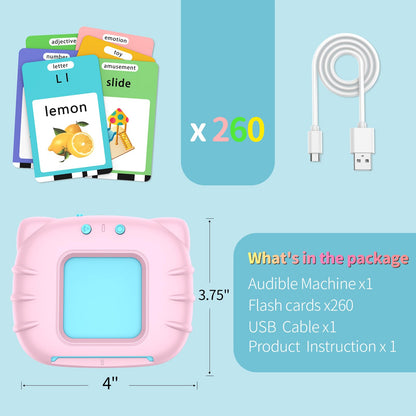Eaever Educational Learning Toys - 520 Sight Words Talking Flash Cards, Autism Sensory Toys, Pocket Speech for Toddlers, Valentine's Day Present Birthday Gift for 1 2 3 4 5 6 Year-Old Girls, Pink