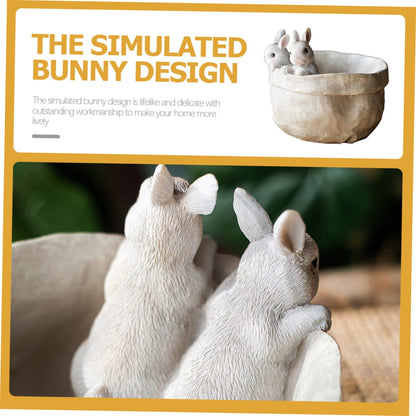 FUNOMOCYA Bunny Succulent Planter Cute Resin Pot with Simulated Rabbit Design for Home Decor Indoor Plants and Garden Adorable Animal Flowerpot for Cactus and Succulents