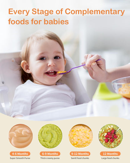 HEYVALUE Baby Food Maker, 13-in-1 Baby Food Processor Sets, Fruit, Vegatable, Meat, Puree Blender with Baby Food Containers, Food Freezer Tray, Silicone Spoons, Silicone Spatula (Dark Blue)