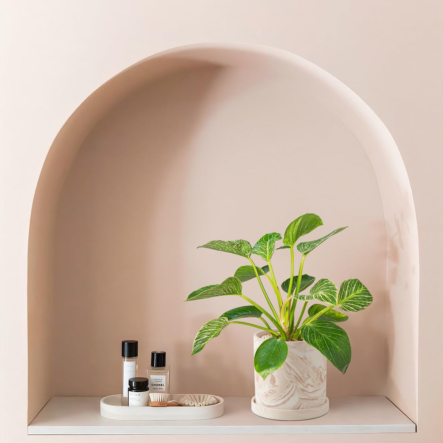 ZICZAMLA 4 inch Plant Pot - Terra Cotta Flower Planters Indoor - Modern Succulents Containers with Drain Hole & Saucer, Decorate Home, Office (Pink)