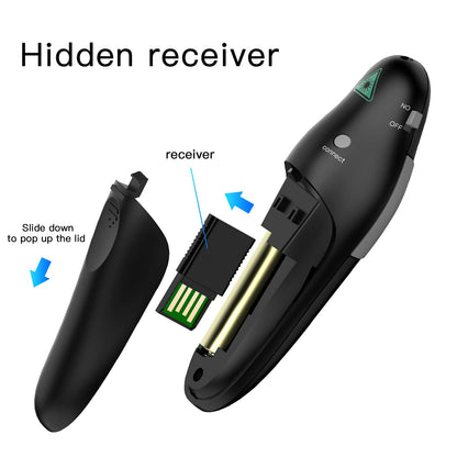 QUI Presentation Clicker Wireless Presenter Remote Clicker for PowerPoint Presentation Remote, PowerPoint Slide Advancer for Mac/Windows/Google Slide/Keynote, Black, A