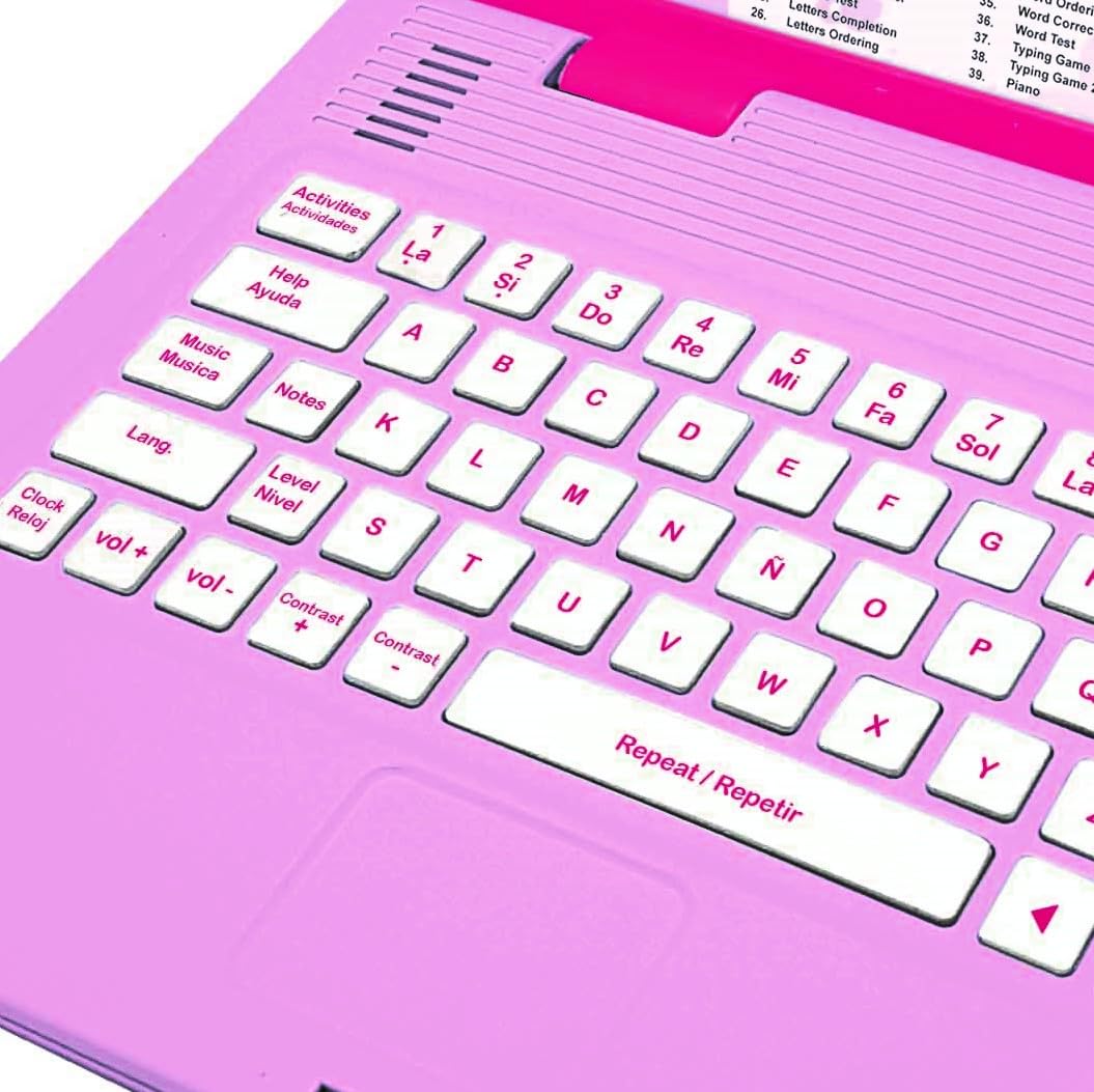 Lexibook Barbie, Educational and Bilingual Laptop in English/Spanish, Toy for Children with 124 Activities to Learn, Play Games and Music, Pink, JC598BBi2