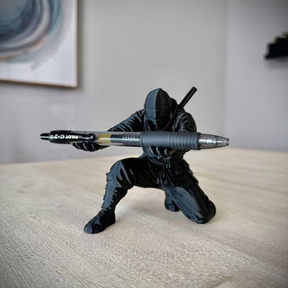 2SupMask Ninja Pen Holder for Desk, Black Ninja Decor Pen Stand Pencil Holder Desk Accessories for Office Home Classroom