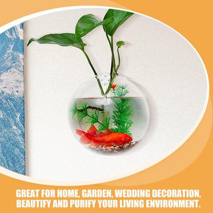 ULTECHNOVO Wall Mounted Glass Flower Vase Set, 4pcs 10cm Hydroponic Hanging Containers with Crystal Mud Nails, Glass Terrarium for Home Garden Décor and Plant Propagation