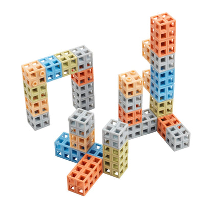 Excellerations Natural Tones Grid Linking Cubes - 200 Pieces
