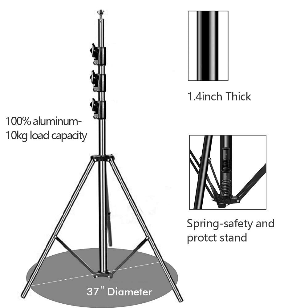 HYJ-INC 10 x 10Ft Photo Video Studio Heavy Duty Adjustable Muslin Backdrop Stand Background Support System Kit for Photography with Carrying Bag，4 Pcs Spring Clamps