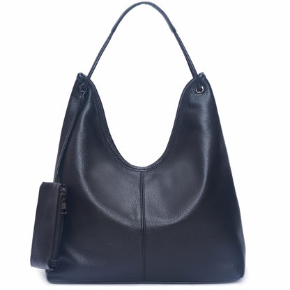 Hobo Bags for Women Genuine Leather Purse Slouchy Shoulder Bag Large Black Handbag for Work & Everyday Use
