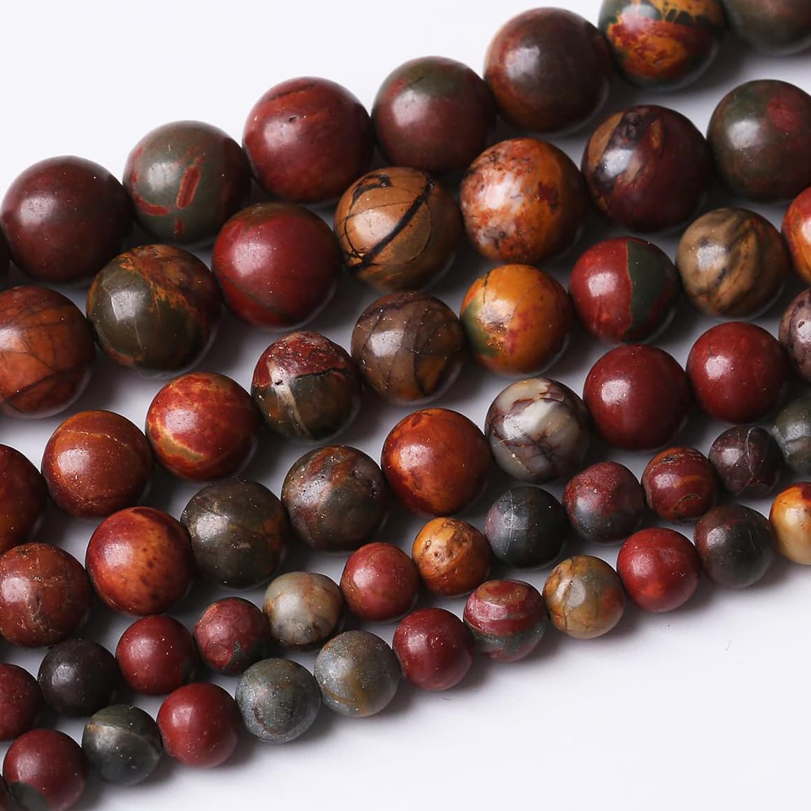 32PCS 12MM Natural Picasso Jasper Round Loose Stone Beads for Jewelry Making DIY Energy Stone Healing Power Bracelet 15"