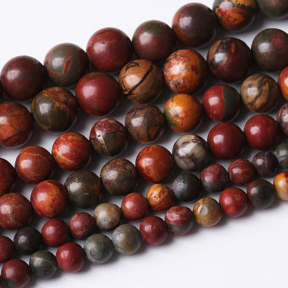 36PCS 10MM Natural Picasso Jasper Round Loose Stone Beads for Jewelry Making DIY Energy Stone Healing Power Bracelet 15"