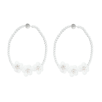 SUQ I OME 2 Pack Crystal Beaded Magnetic Curtain Tieback with 3 Pieces of Flora, Curtain Clips Buckle Curtain Holder Blingbling Curtain Holdbacks(White)