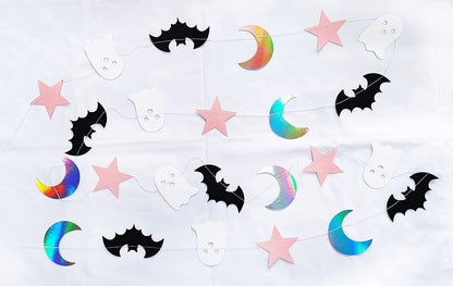 92 Pcs Little Boo Party kit Little Boo Banner Cake Topper Boo Skeleton Bat Mylar Balloons for Pink Black Girl Halloween Baby Shower the Spooky One Halloween 1st Birthday Party Decorations