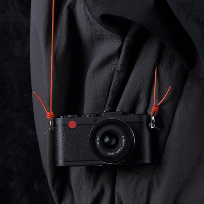 DBZZ Vintage Ultra-Thin Genuine Leather Camera Lanyard, Cowhide Rope Neck Strap for Fujifilm X100VI X-HALF For Ricoh (Vermilion)
