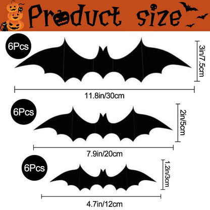 36 Pcs Halloween Wall Decor 3D Led Bats Spiders Wall Stickers Removable Light Up Spiders Bats Decals for Indoor Outdoor Window Door Halloween Party Decorations