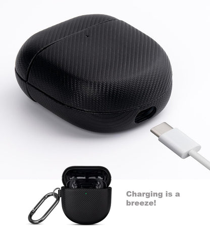 LOPIE Handmade Case for Bose QuietComfort Ultra 2 Earbuds 2025 / Quiet Comfort Ultra Earbuds/QuietComfort Earbud II, Synthetic Leather, Protective Hard Shell Cover with Clip & Cleaner Kit - Black