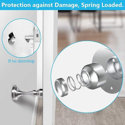 WINONLY Door Stopper, 4 Pack Magnetic Door Stop, Stainless Steel, Magnetic Door Catch, 3M Double-Sided Adhesive Tape, No Drilling, Screws for Stronger Mount, Hold Your Door Open, 4 Pack for Wide Doors