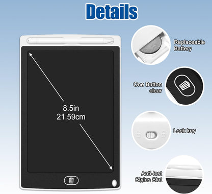20 PCS LCD Writing Tablet for Kids White Doodle Boards 8.5" Reusable Writing Tablets Drawing Pads Kids LCD Drawing Tablet Bulk for Office Class Education Toys Gifts for Boys Girls 3-10
