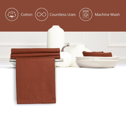 PurpleEssences Rust Set of 12 Cloth Dinner Napkins 100% Cotton 18x18 Inch - Soft Durable Washable - Ideal for Farmhouse Party Spring Easter Summer - Perfect Everyday Use Table Linen - Rust